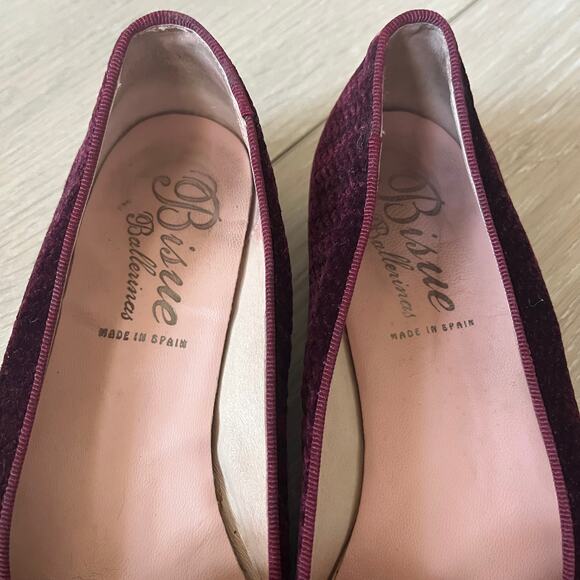 Anthropologie Bisue Ballerinas Flat Women's 40 Burgundy Embossed Smoking Loafer - Picture 6 of 14